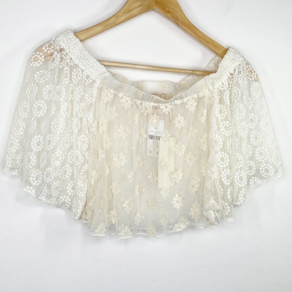 LF Native Rose Eva Cream Woven Off The Shoulder Crop‎ Top Women's Size 10 NWT